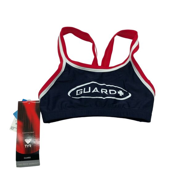 TYR Guard Bikini Top Racerback Dimaxback Navy Blue Red White XXS - Picture 1 of 7